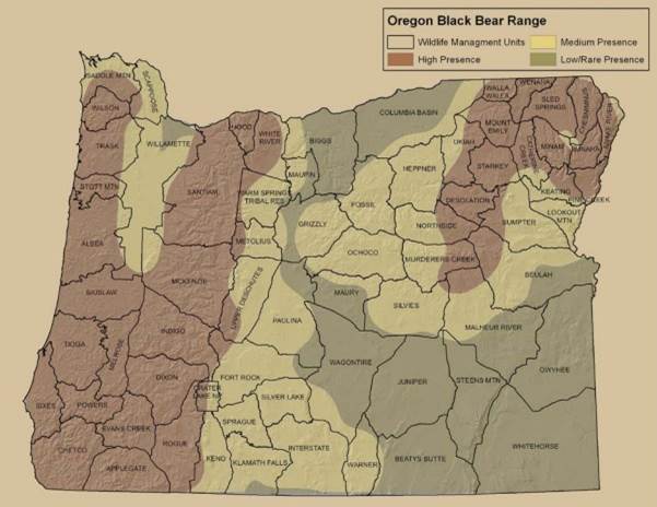 Figure 20. Bear Distribution in Oregon Figure: ODFW 2012.