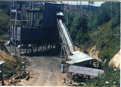 Red Gibbs coal mine on the South Slough, c1950. Source: Coos History Museum and Maritime Collections, CHM 988-NA1.6  